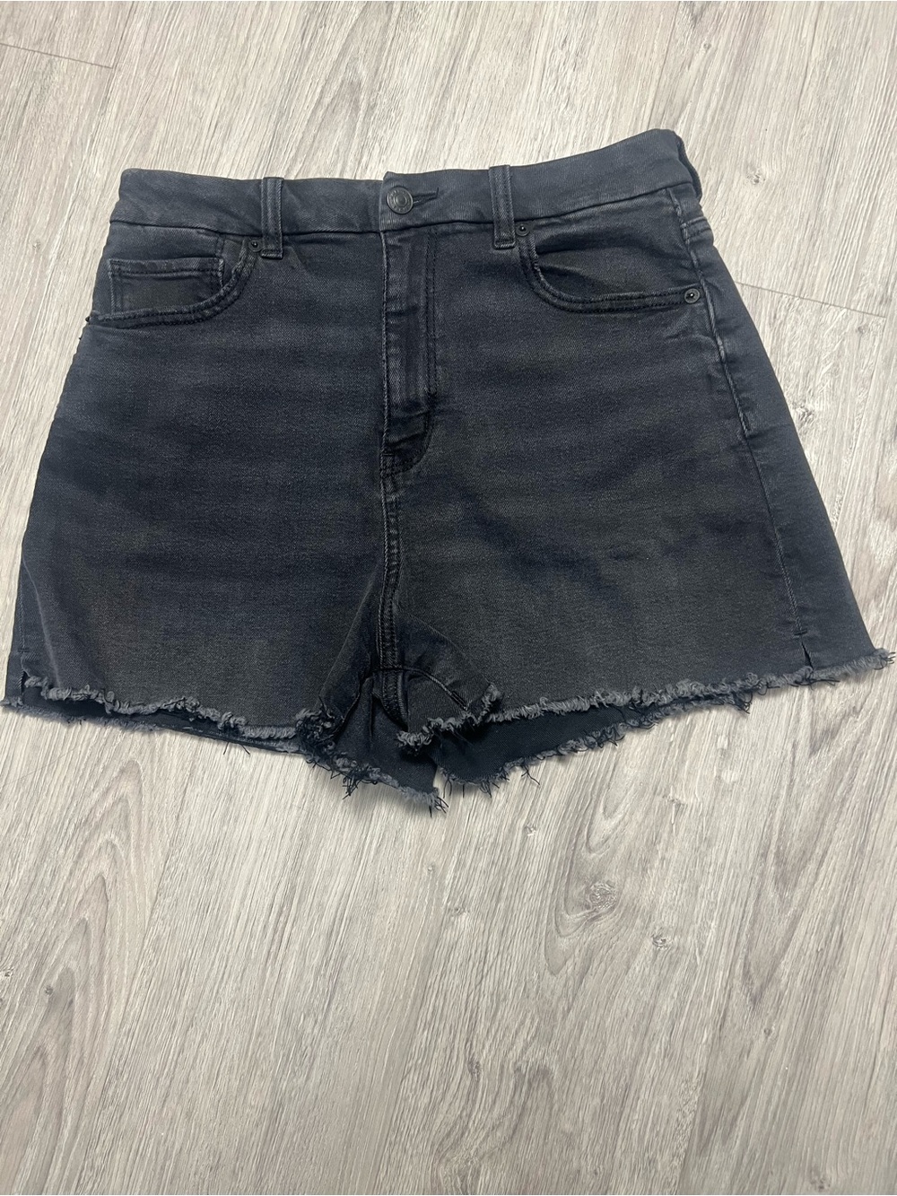 American Eagle Outfitters Black Frayed Hem Denim Shorts